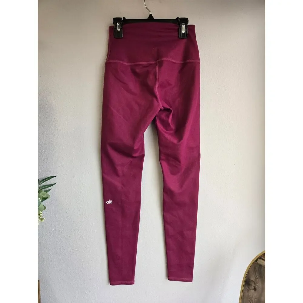 Alo Yoga High Waist‎ Airbrush Leggings Size S Berry Maroon Athletic